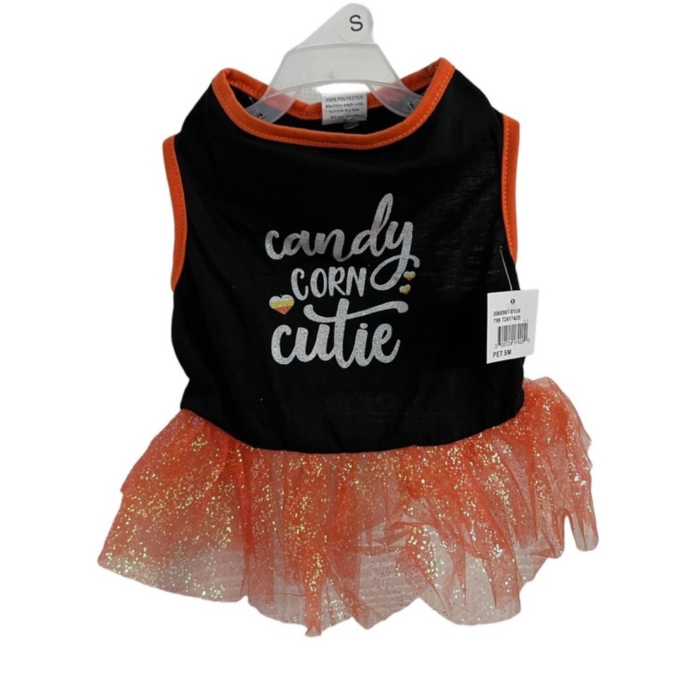 Pet Costume Candy Corn Cutie Sparkle Tutu Pet Spirit Dog Halloween Dress NWT